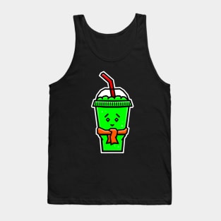 Cute Ice Slushie in Green Lime Flavour with a Yellow Scarf - Green Slushy Tank Top